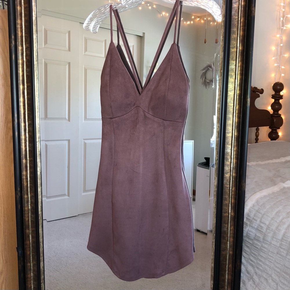 A’Gaci Suede Mini Dress - Mauve Purple Taupe Brown